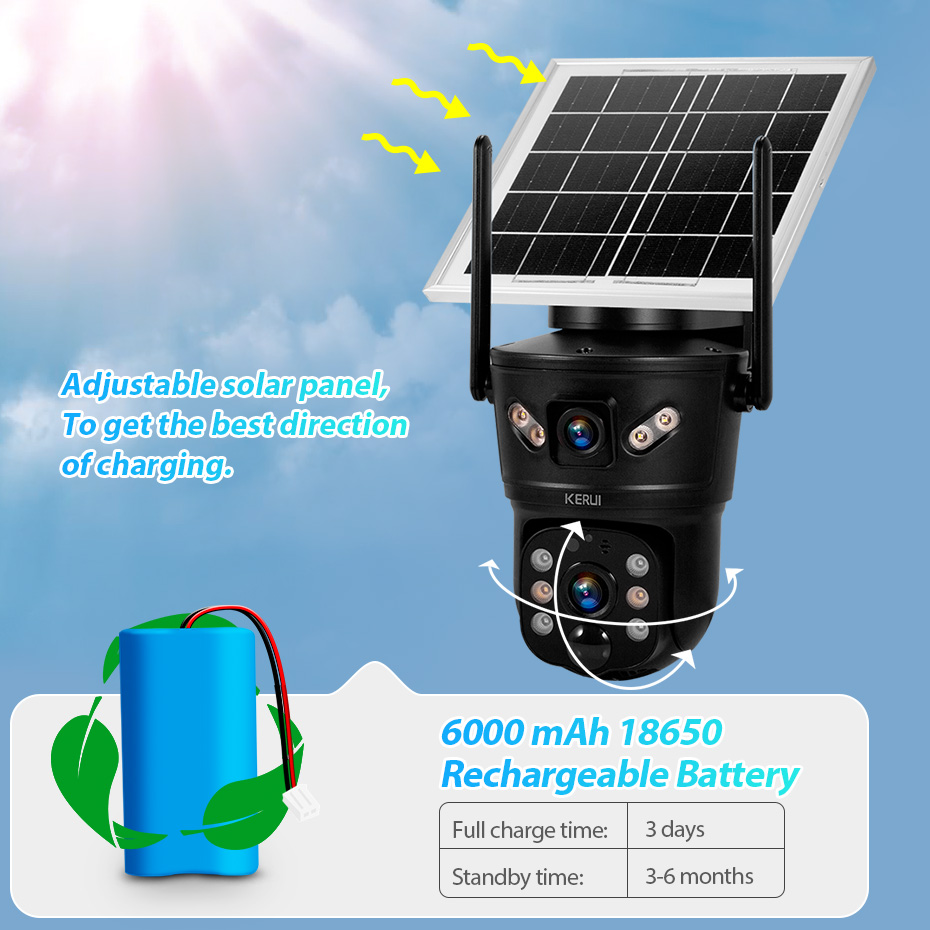 Home Security And Cctv - KERUI 6MP 4G SIM WiFi Solar