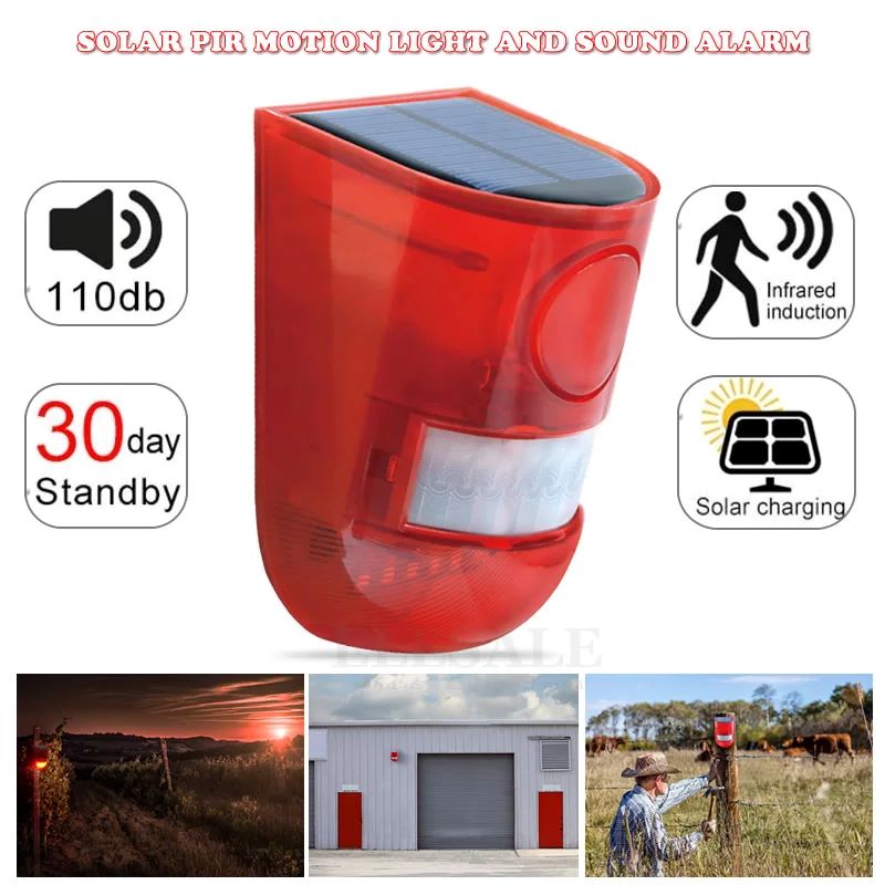 Home Security Equipment - Waterproof Solar Powered Alarm Light Infrared