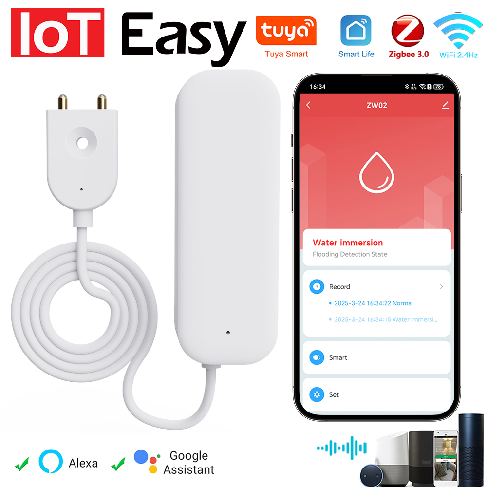 Home Security With Ai - Tuya WiFi ZigBee Water Sensor Leakage