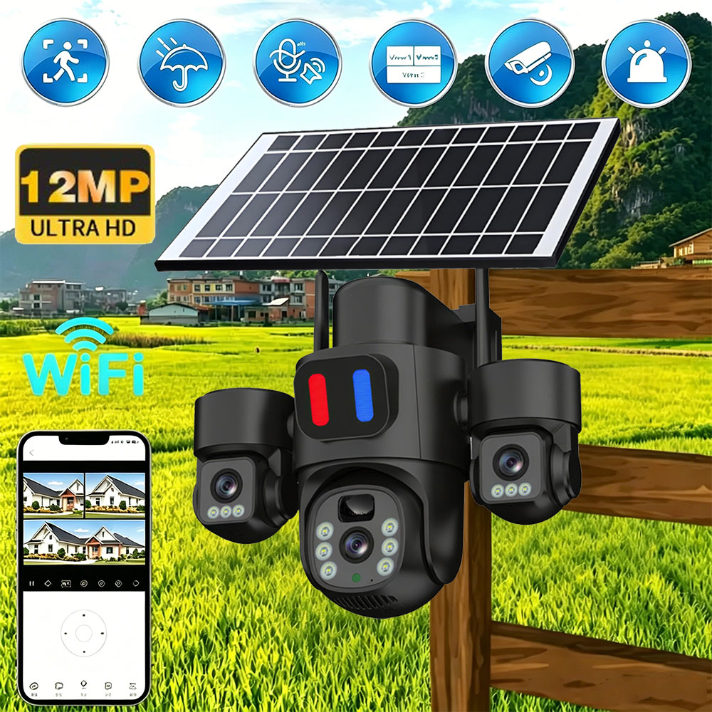 Home Security And Cctv - Solar WiFi PTZ Camera Outdoor Triple