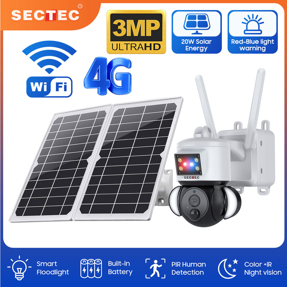 SECTEC 20W Solar Battery Red B - Home Security Flood Lights review and price